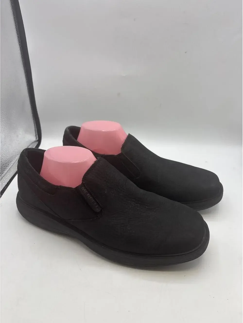 Merrell Womens Spire Stretch Shoe Size 11 Black Leather Wedge SlipOn Clog